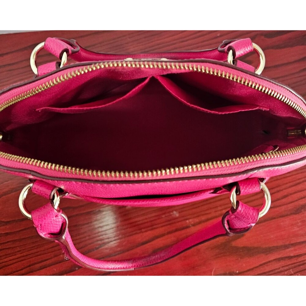 Coach Cora Dome Satchel Pink Crossgrain Leather Crossbody Gold Hardware - Picture 8 of 14